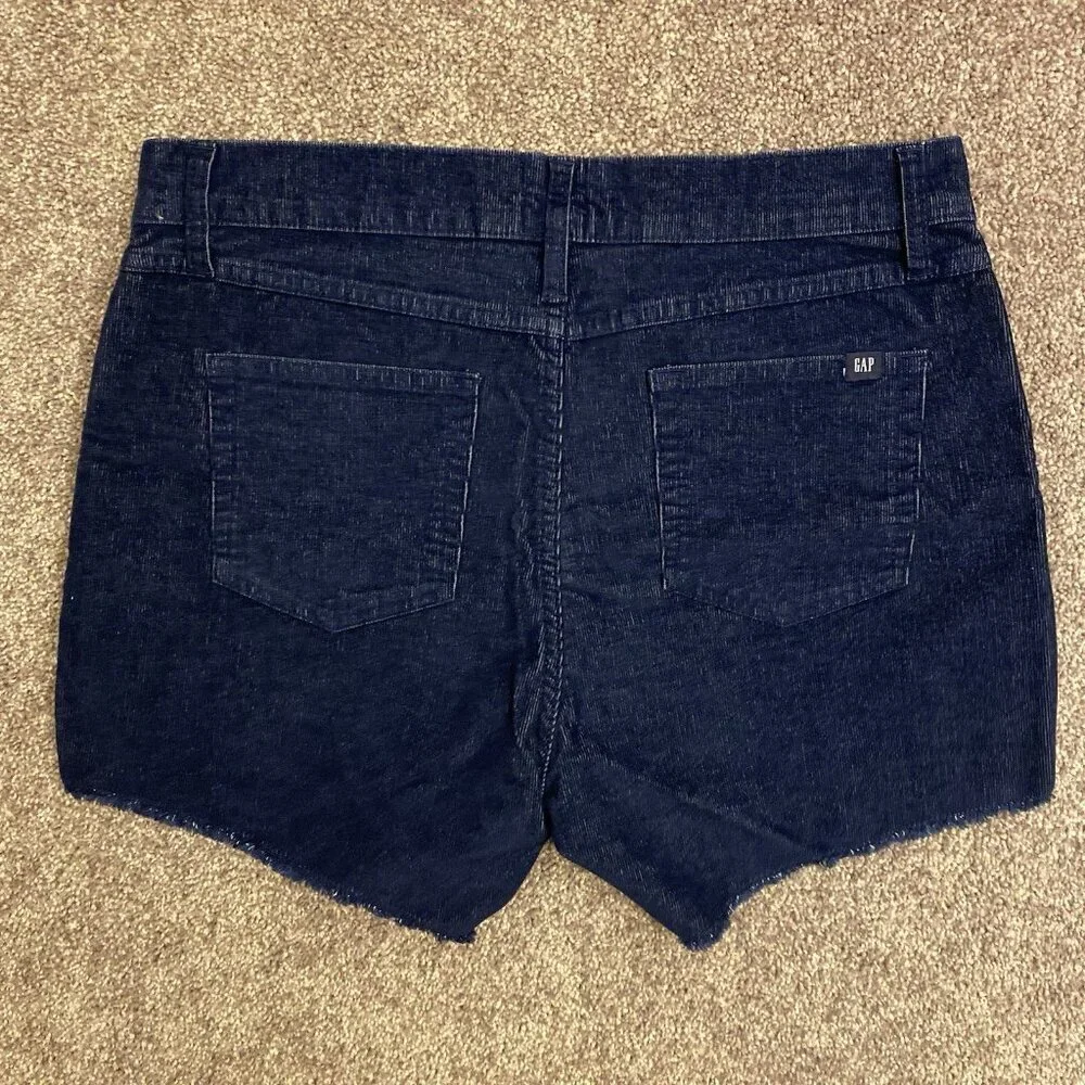 GAP Women's Corduroy Shorts 4 inch Blue Raw Edge Hem Cut Off Size 4 - NWT $49.95